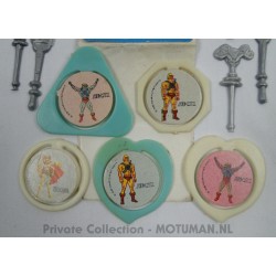 MOTU Stationary set Argentina, 5x clips, weapons and stickers loose