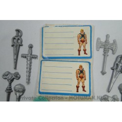 MOTU Stationary set Argentina, 5x clips, weapons and stickers loose